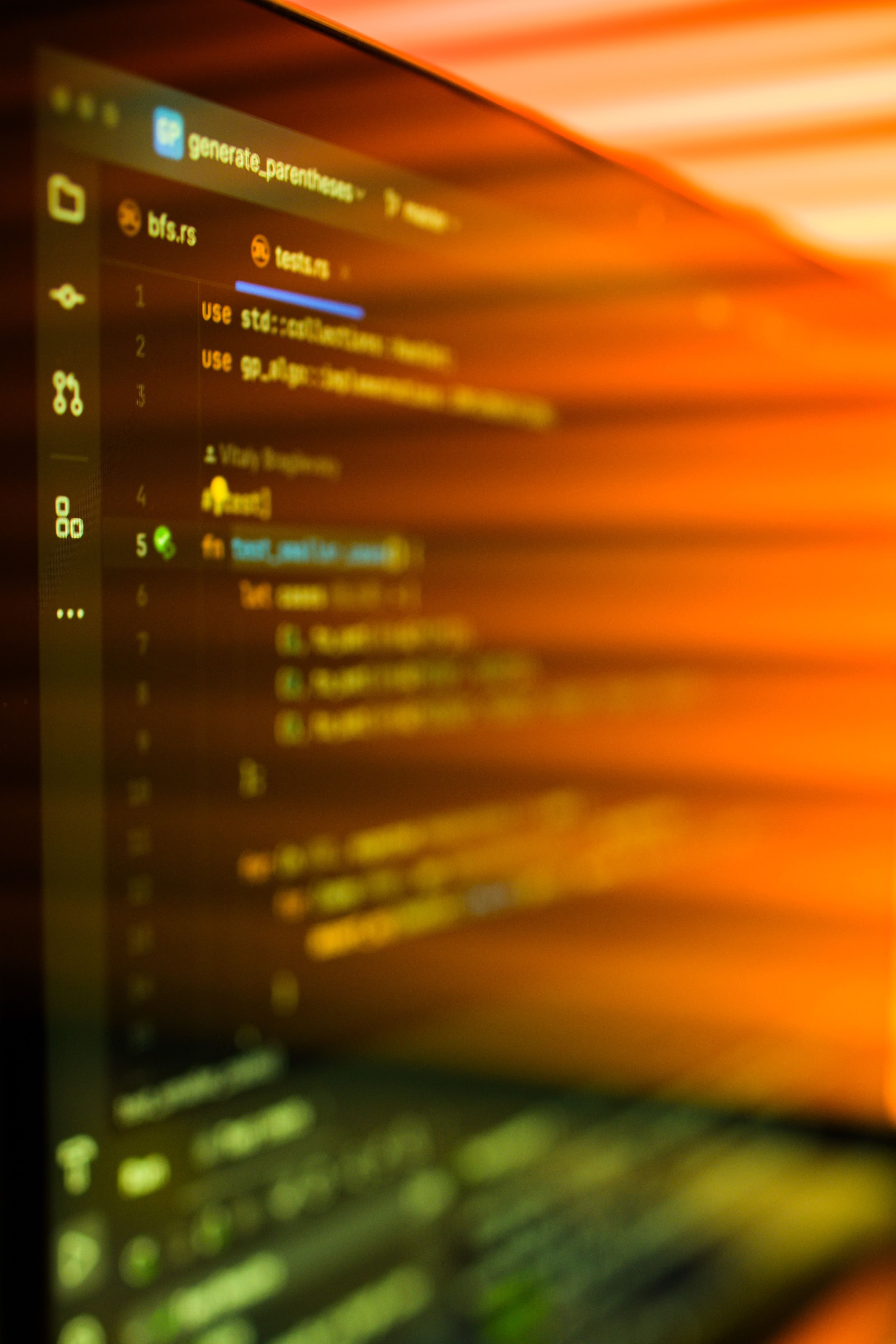 Code on screen